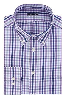 IZOD Men's Regular Fit Large Plaid Buttondown Collar Dress Shirt